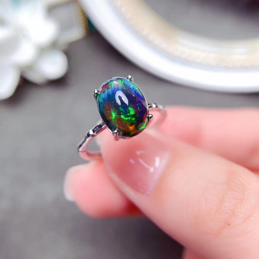 Black Opal Mosaic Ring