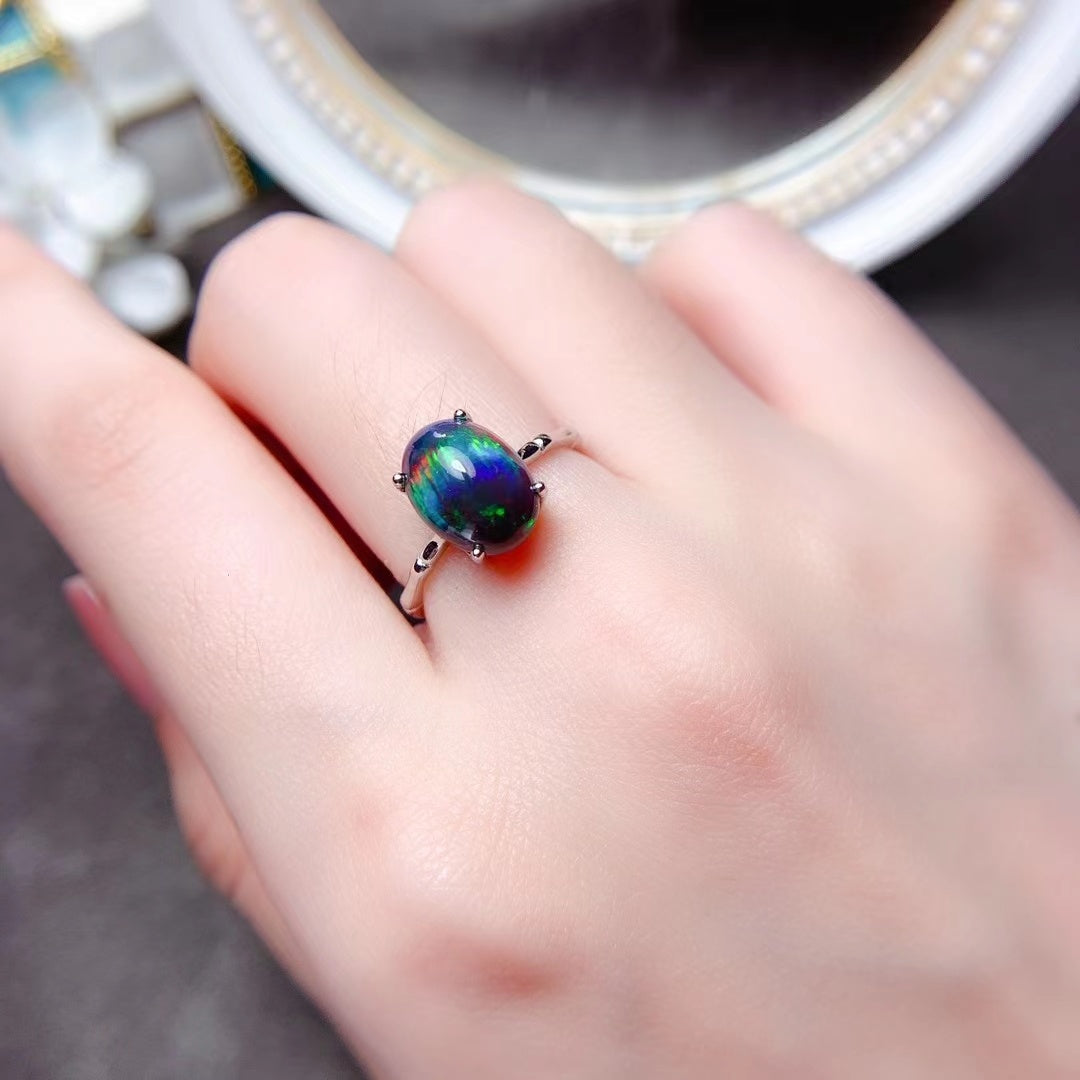 Black Opal Mosaic Ring