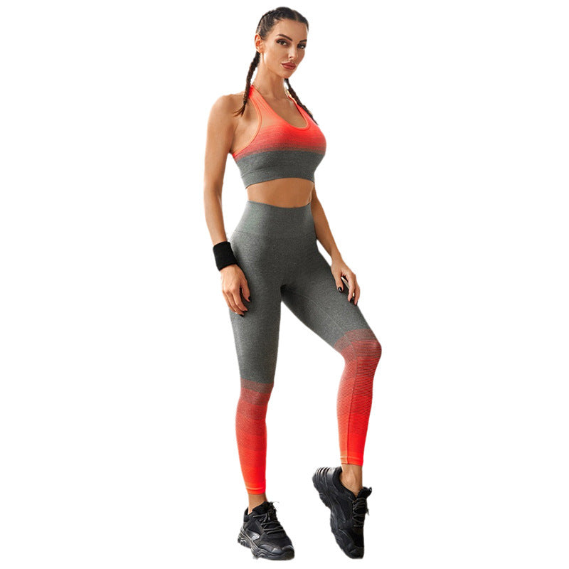 Gradient Moisture-Wicking Two- Piece Fitness Wear