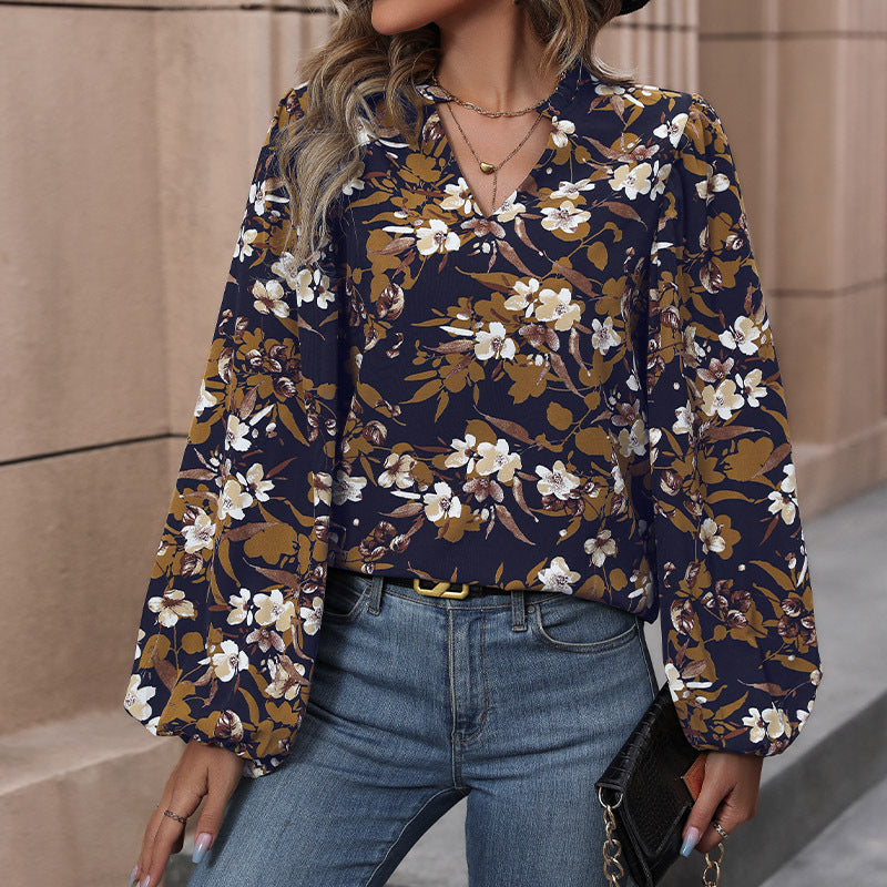 Retro Floral Print Blouse